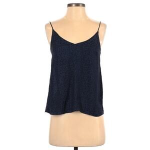 NWT H&M Dark Blue Leopard Print V Neck Silky Camisole Size 2